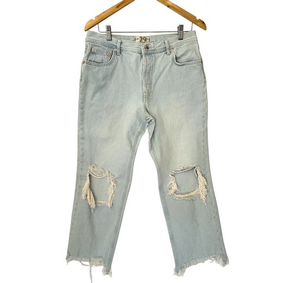 Free People We The Free Maggie Jeans Womens 29 Distressed Raw Hem Button Fly - Picture 1 of 13